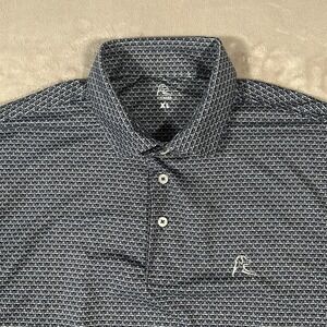 Rhoback Polo Shirt Mens XL Blue "Shaken" Performance Golf Athletic Stretch Logo